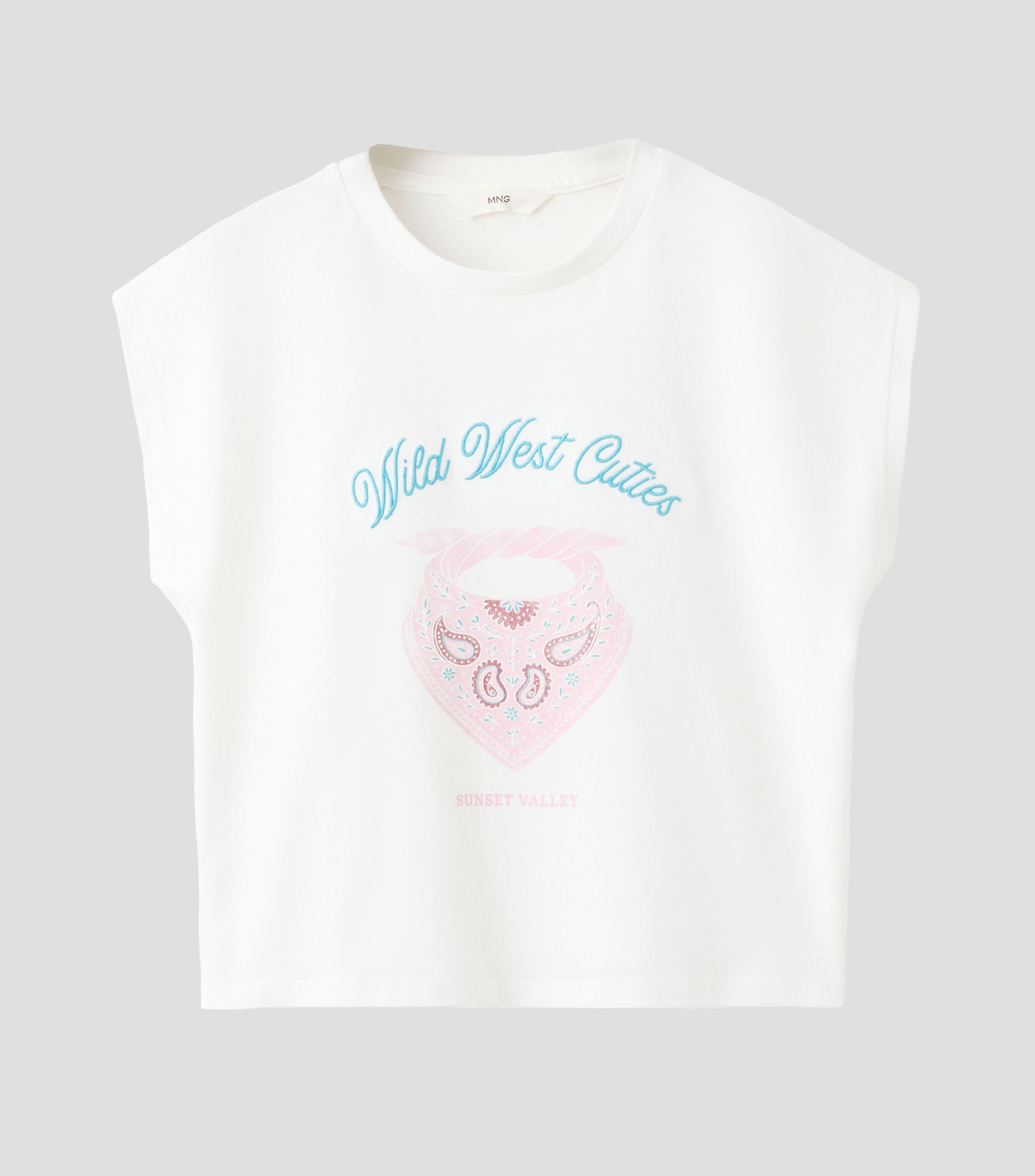 Playera cuello redondo manga corta estampada Niña